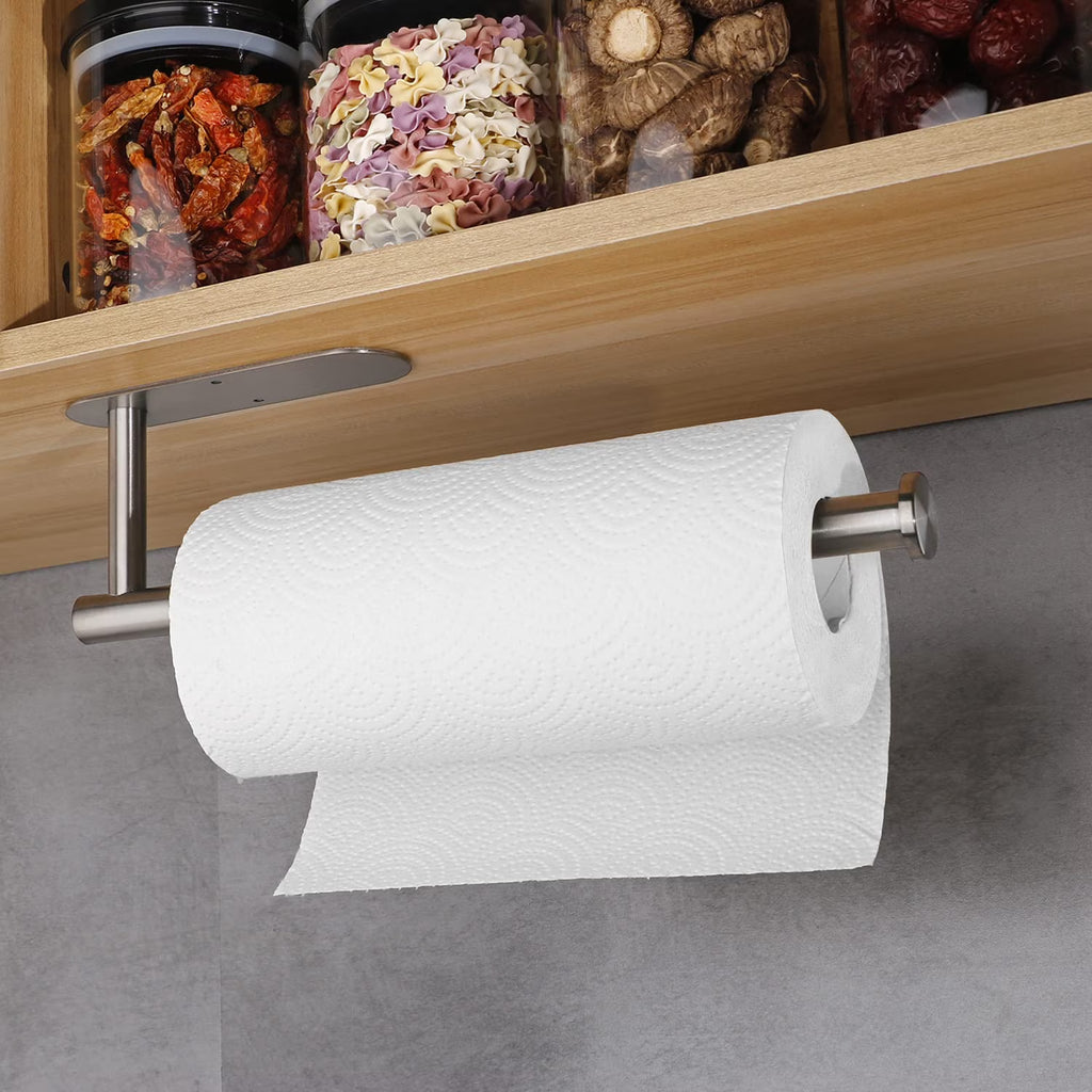 Paper Towel Holders,Paper Towels Rolls - for Kitchen,Paper Towels Bulk- Self-Adhesive Under Cabinet,Both Available in Adhesive and Screws,Stainless Steel Paper Towel Holder