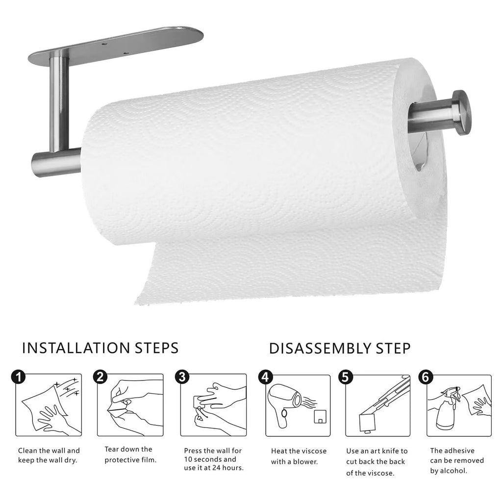 Paper Towel Holders,Paper Towels Rolls - for Kitchen,Paper Towels Bulk- Self-Adhesive Under Cabinet,Both Available in Adhesive and Screws,Stainless Steel Paper Towel Holder