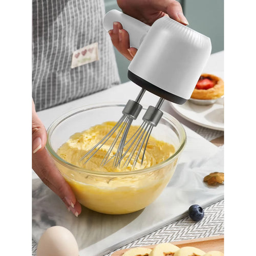 AMAZTEK Cordless Electric Hand Mixer Dual Whisk Hand Mixer, Stainless Steel USB Rechargeable Low Speed Cordless Electric Hand Whisk for Baking Kitchen Whipping Mixing Egg Cake Dough