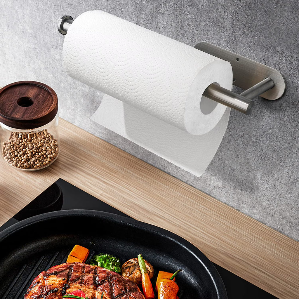 Paper Towel Holders,Paper Towels Rolls - for Kitchen,Paper Towels Bulk- Self-Adhesive Under Cabinet,Both Available in Adhesive and Screws,Stainless Steel Paper Towel Holder