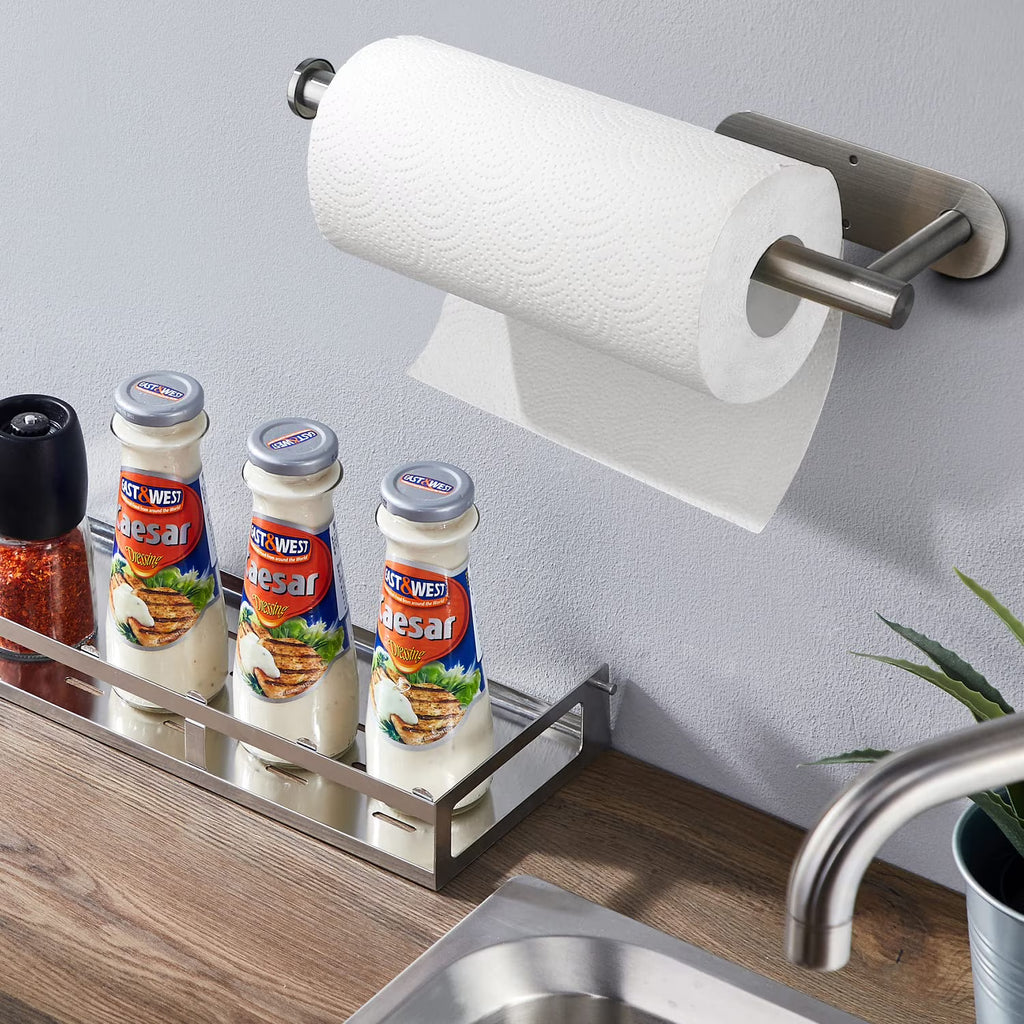 Paper Towel Holders,Paper Towels Rolls - for Kitchen,Paper Towels Bulk- Self-Adhesive Under Cabinet,Both Available in Adhesive and Screws,Stainless Steel Paper Towel Holder