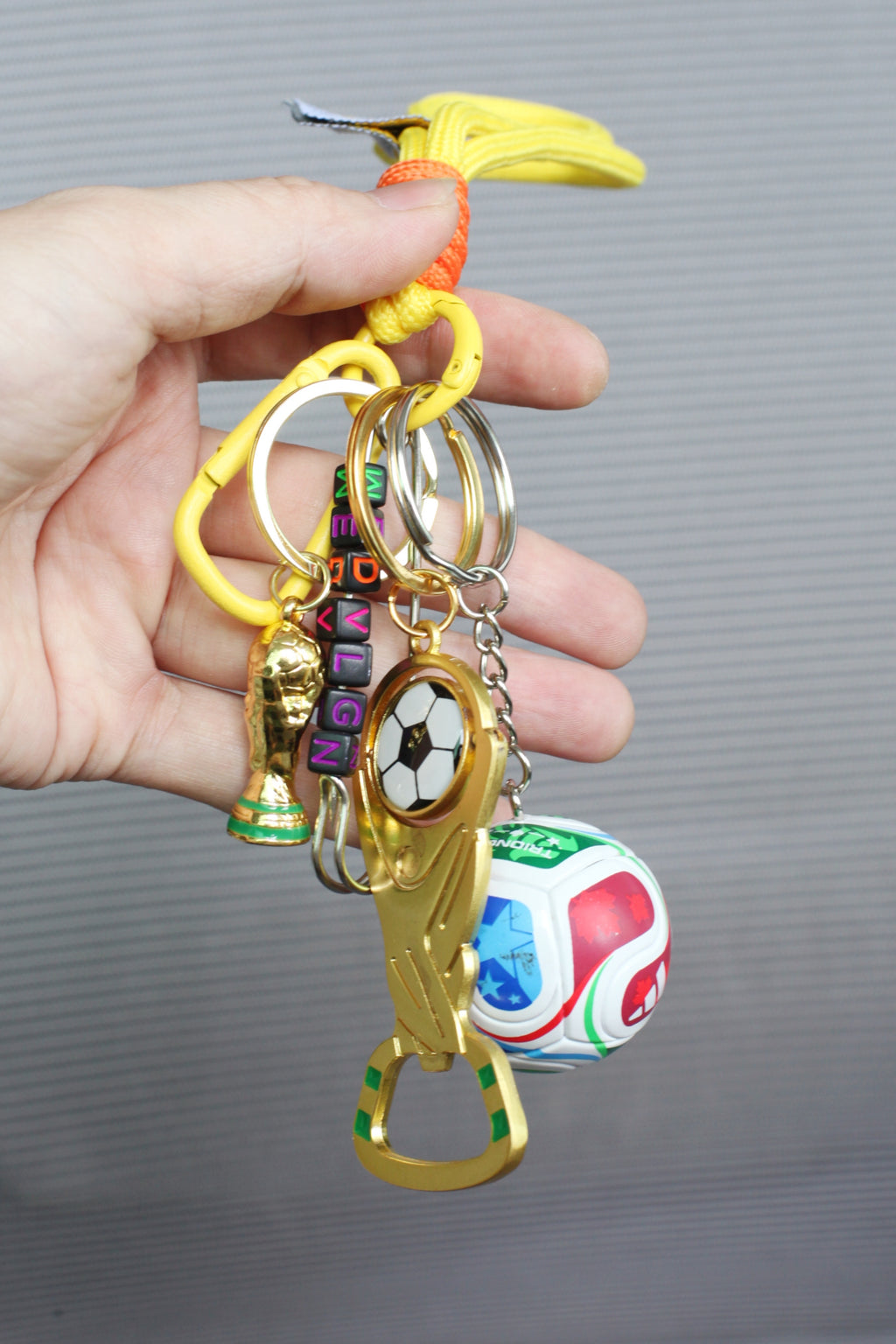 World cup Soccer Ball Keychain with Wrist Lanyard, Mini Football Key Ring, Sports Bag Charm, Soccer Mom Gift, Team Spirit Accessory