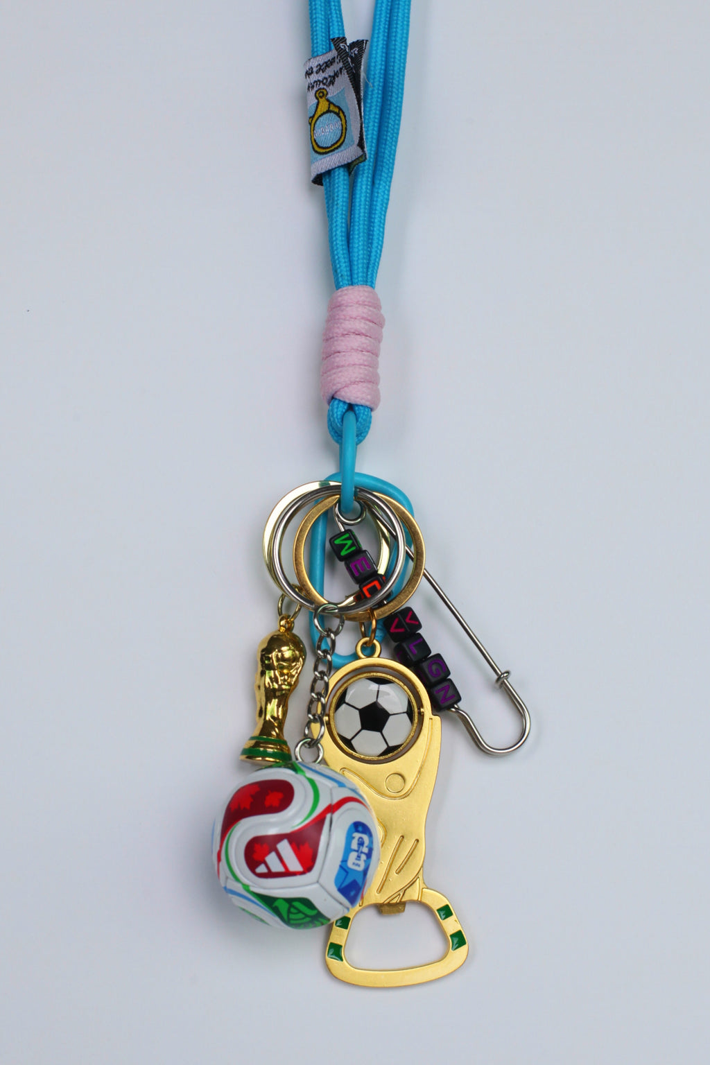 World cup Soccer Ball Keychain with Wrist Lanyard, Mini Football Key Ring, Sports Bag Charm, Soccer Mom Gift, Team Spirit Accessory