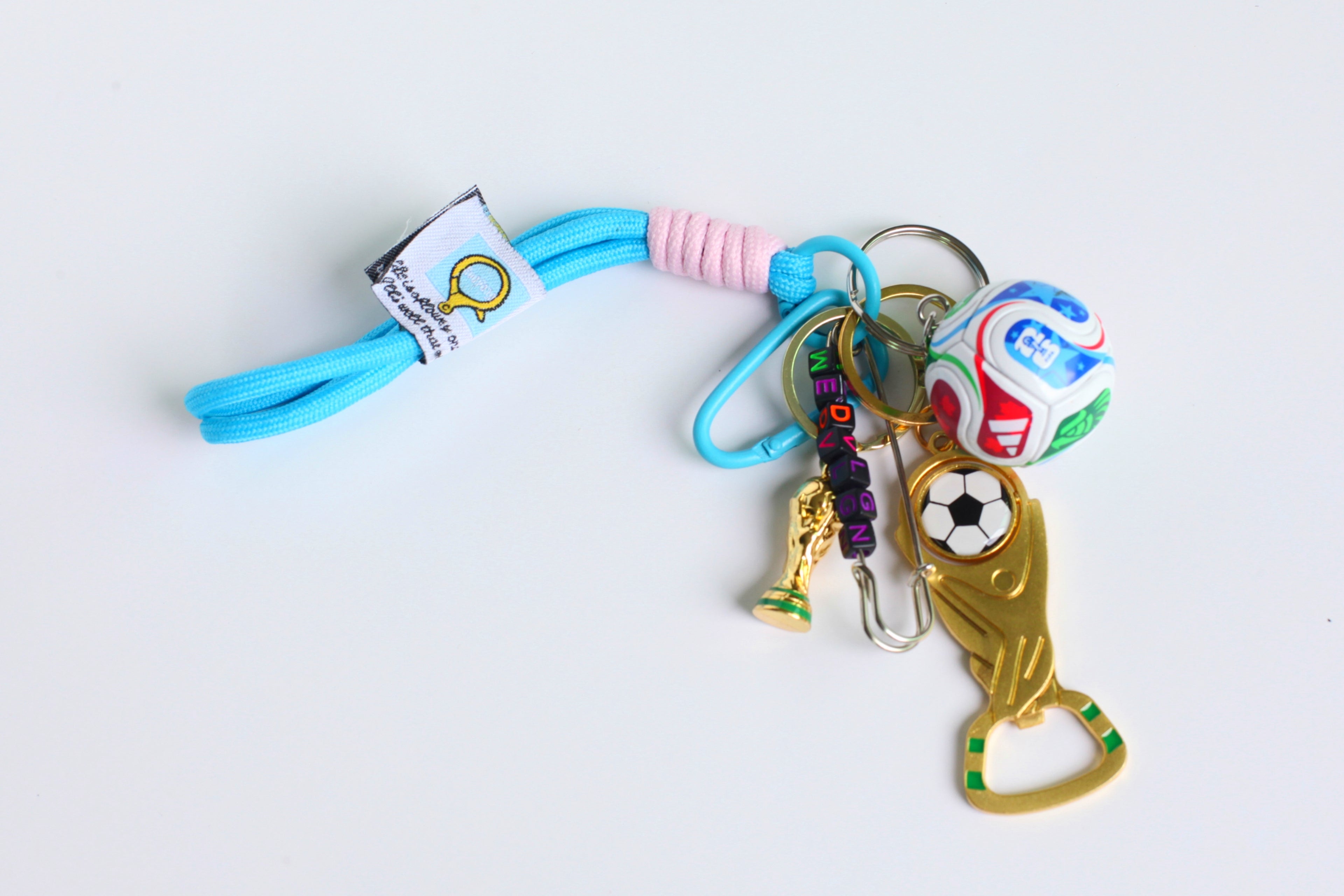 World cup Soccer Ball Keychain with Wrist Lanyard, Mini Football Key Ring, Sports Bag Charm, Soccer Mom Gift, Team Spirit Accessory