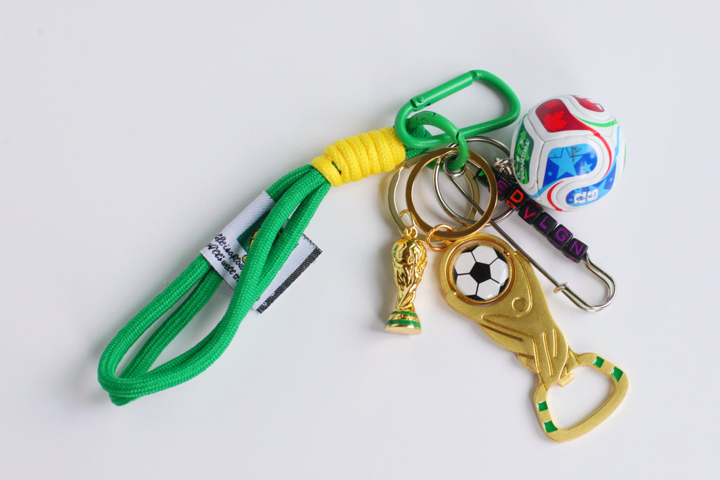 World cup Soccer Ball Keychain with Wrist Lanyard, Mini Football Key Ring, Sports Bag Charm, Soccer Mom Gift, Team Spirit Accessory