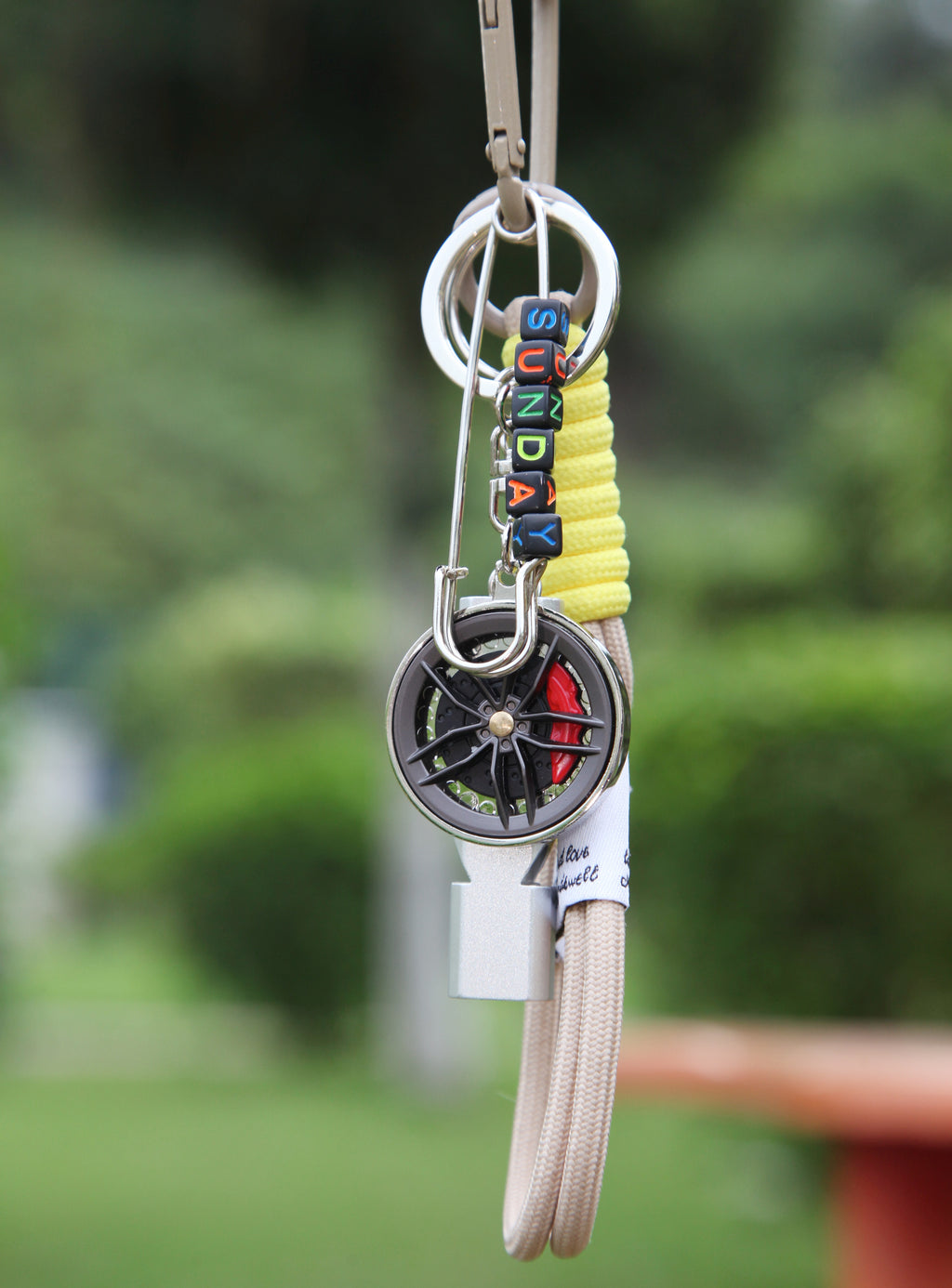 Spinning Wheel Keychain with Whistle – Custom Letters, Sports Fidget, Football Backpack Charm, Fun Gift for Teens & Adults