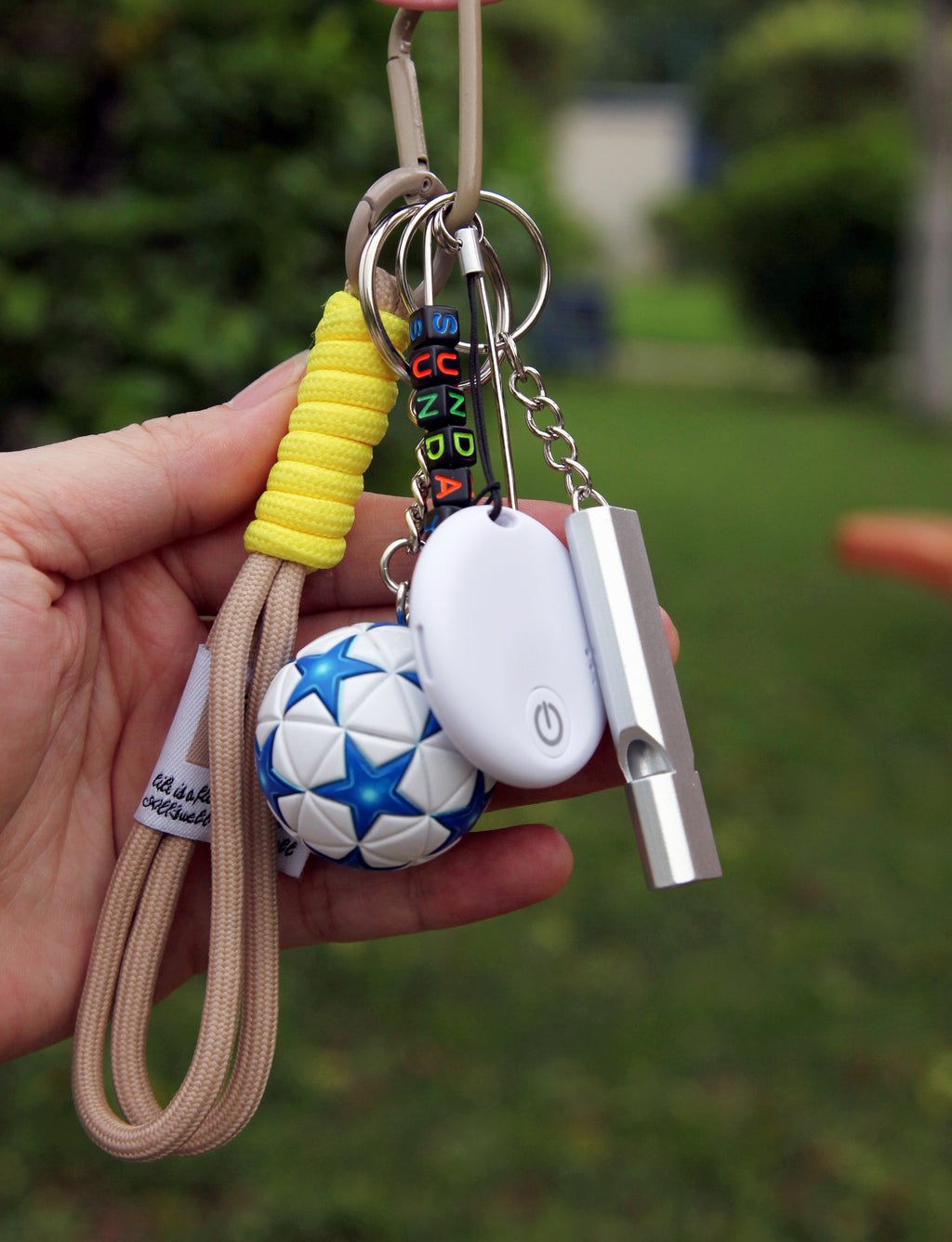 Football Keychain & Backpack Clip: AirTag Holder with Emergency Whistle — A Personalized Sports Gift for Football Fans and Kids