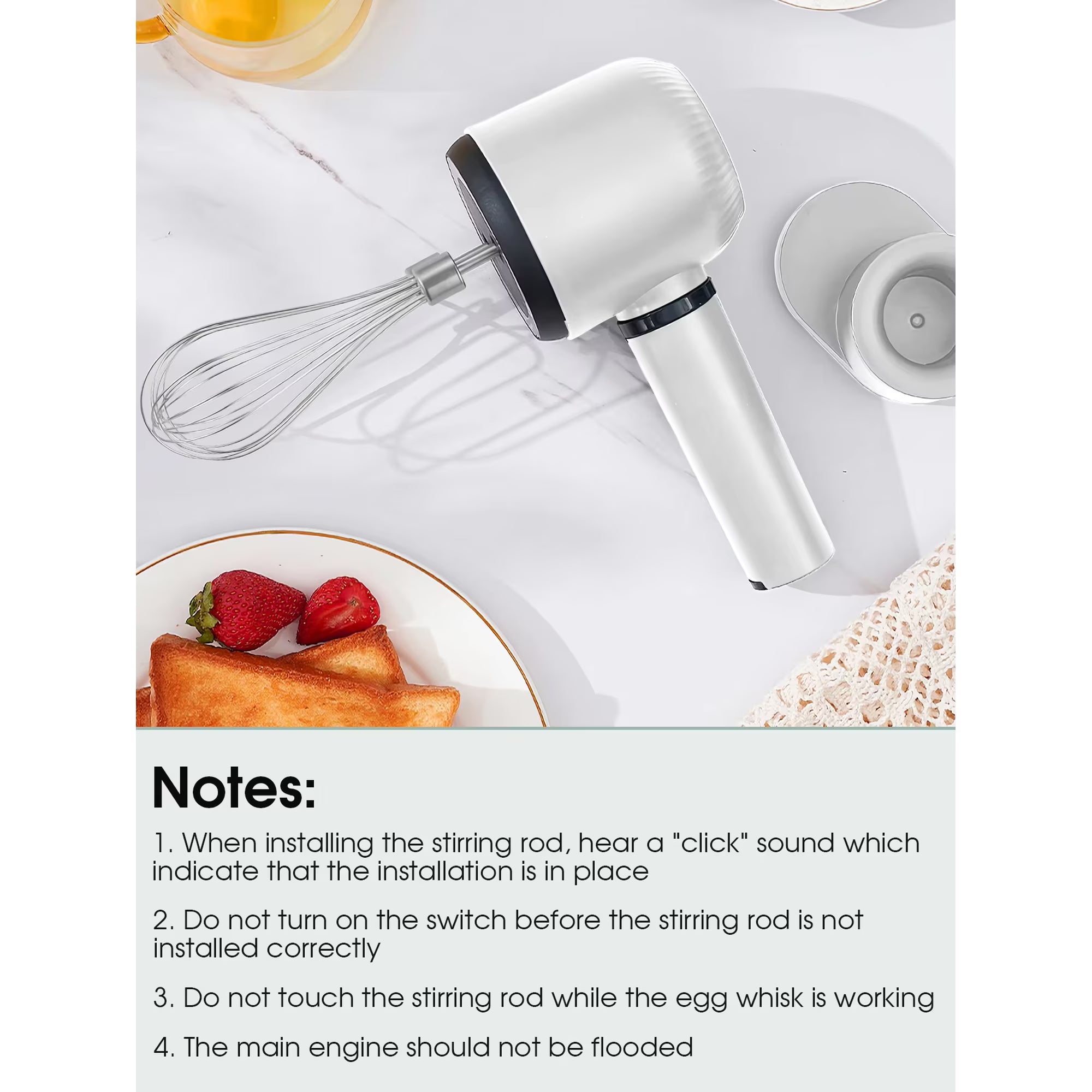 AMAZTEK Cordless Electric Hand Mixer Dual Whisk Hand Mixer, Stainless Steel USB Rechargeable Low Speed Cordless Electric Hand Whisk for Baking Kitchen Whipping Mixing Egg Cake Dough