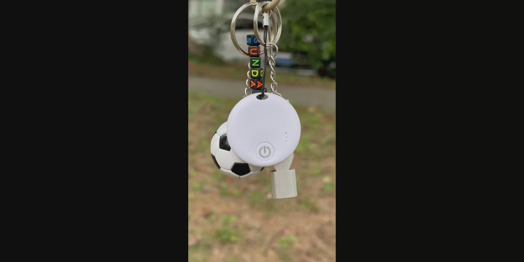 Football Keychain & Backpack Clip: AirTag Holder with Emergency Whistle — A Personalized Sports Gift for Football Fans and Kids