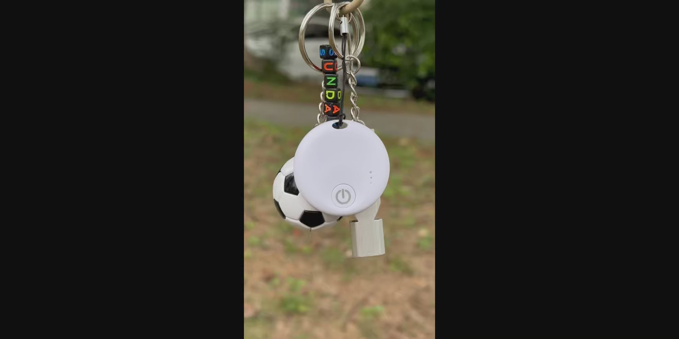 Football Keychain & Backpack Clip: AirTag Holder with Emergency Whistle — A Personalized Sports Gift for Football Fans and Kids