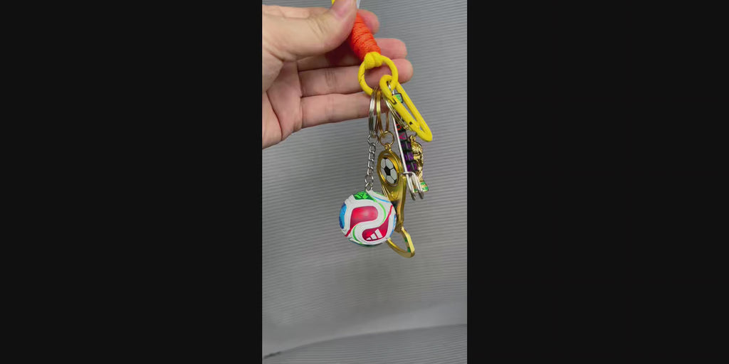 World cup Soccer Ball Keychain with Wrist Lanyard, Mini Football Key Ring, Sports Bag Charm, Soccer Mom Gift, Team Spirit Accessory
